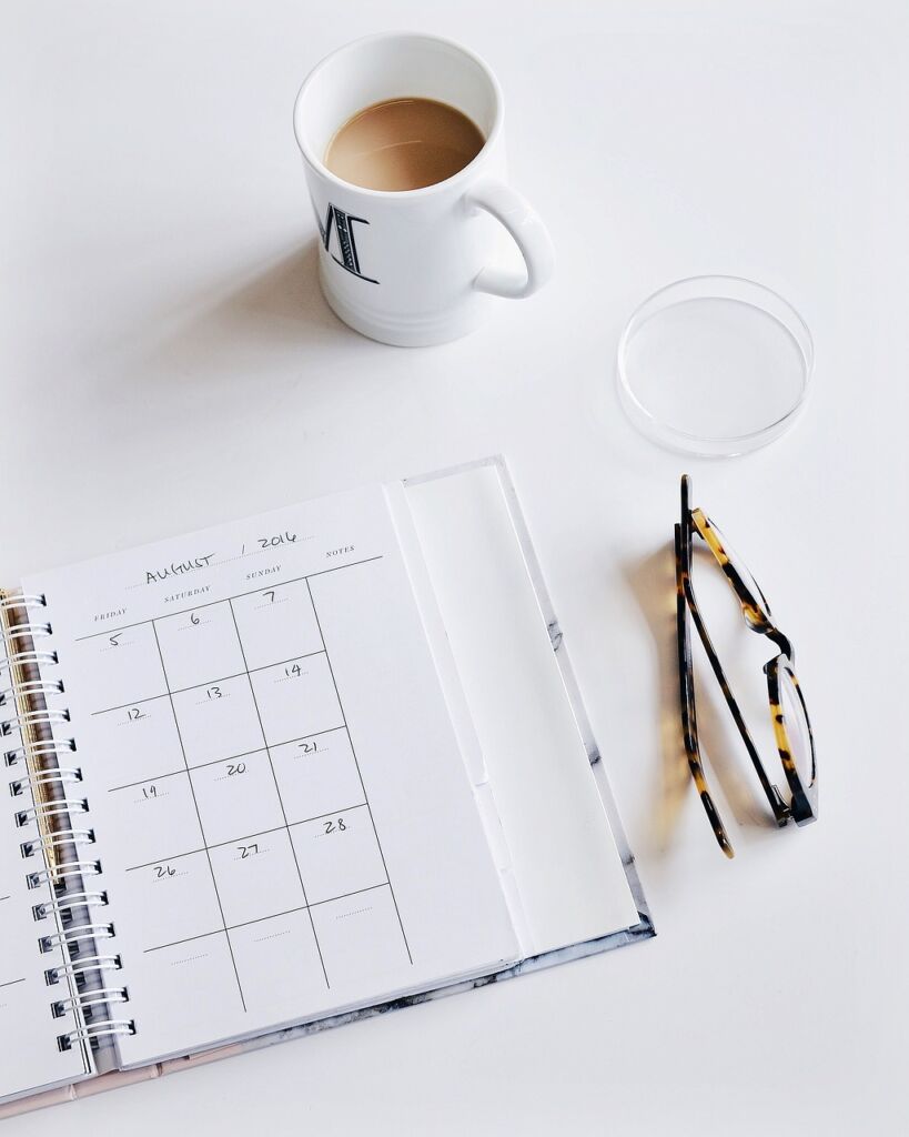 calendar, eyeglasses, plan