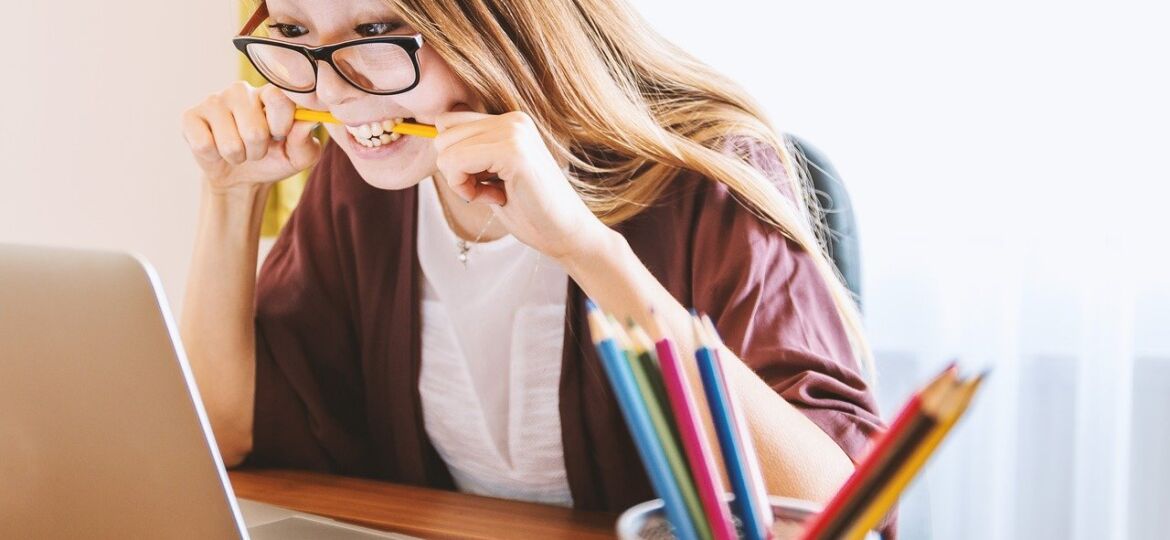 laptop, woman, education