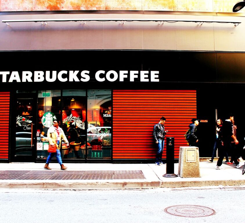 starbucks, shop, people